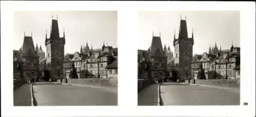 Stereo Foto Praha Prag, Kleinseite, Kleinseitner Brückentürme