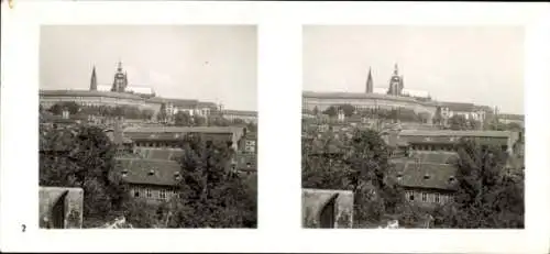 Stereo Foto Praha Prag, Burgstadt, Burg, Kleinseitner Dächer vom Wrtba-Garten gesehen