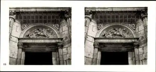 Stereo Foto Praha Prag, Burgstadt, Georgskirche, Seitenportal, Tympanonrelief