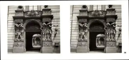 Stereo Raumbild Foto Praha Prag, Altstadt, Clam-Gallas-Palais, Portal