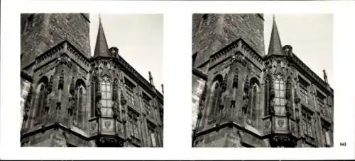 Stereo Raumbild Foto Praha Prag, Altstadt, Altstädter Ring, Rathaus, Erker