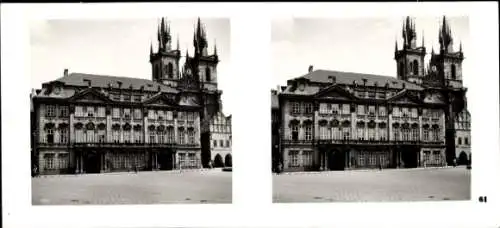 Stereo Raumbild Foto Praha Prag, Altstadt, Altstädter Ring, Kinsky-Palais