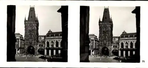 Stereo Raumbild Foto Praha Prag, Altstadt, Pulverturm