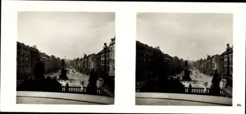 Stereo Raumbild Foto Praha Prag, Neustadt, Wenzelsplatz, Wenzelsdenkmal