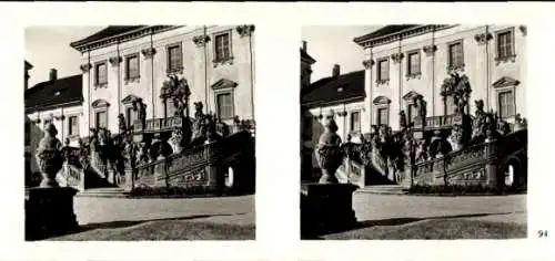 Stereo Raumbild Foto Praha Prag, Schloss Troja, Schlossstiege