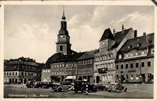 Ak Frankenberg in Sachsen, Markt, Autos
