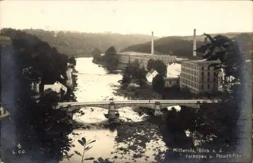 Ak Mittweida in Sachsen, Zschopau und Neudörfchen, Brücke