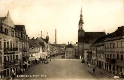 Ak Lunzenau in Sachsen, Markt, Kirche