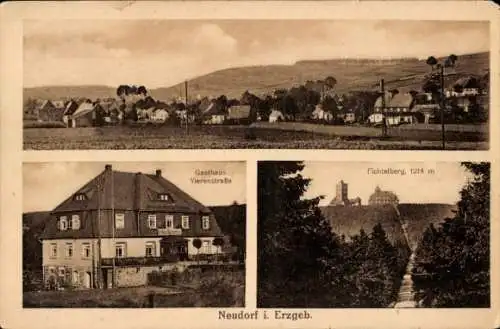 Ak Neudorf Sehmatal im Erzgebirge, Gasthaus Vierenstraße, Fichtelberg, Ortschaft