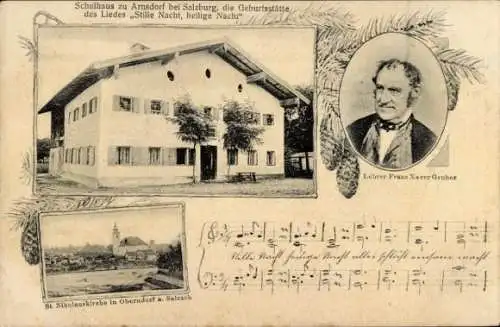 Ak Arnsdorf bei Salzburg, Lehrer und Komponist Franz Xaver Gruber, Stille Nacht, heilige Nacht