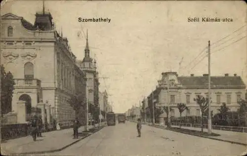 Ak Szombathely Steinamanger Ungarn, Straßenpartie