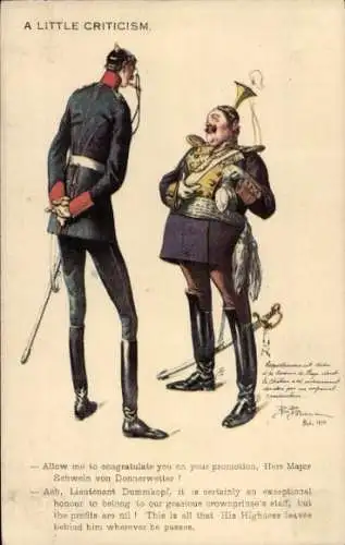 Künstler Ak Herr Major Schwein von Donnerwetter, Lieutenant Dummkopf, Propaganda Frankreicht