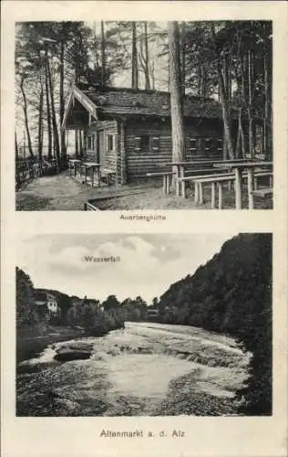 Ak Altenmarkt an der Alz Oberbayern, Auerberghütte, Wasserfall