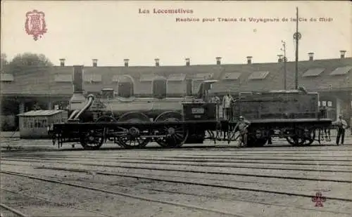 Ak Französische Eisenbahn, Compagnie du Midi, Dampflokomotive, Personenzuglokomotive