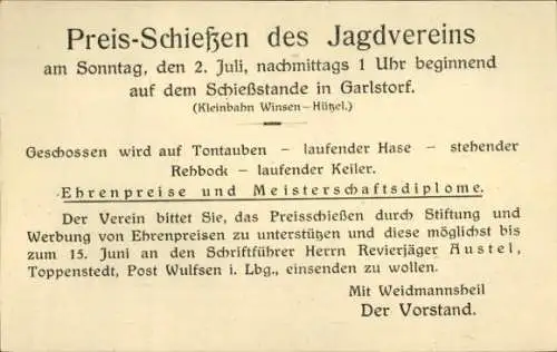 Ak Garlstorf Lüneburger Heide, Preisschießen des Jagdvereins, Revierjäger Austel