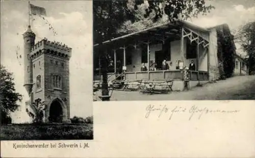 Ak Schwerin in Mecklenburg, Kaninchenwerder, Gasthaus, Aussichtsturm