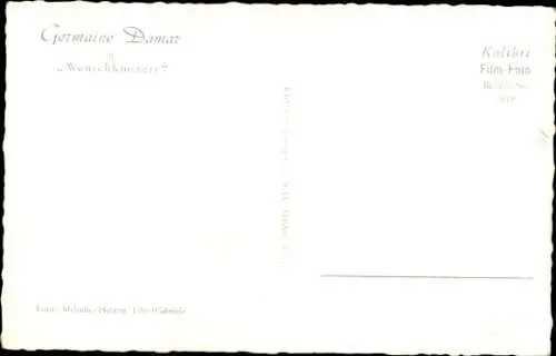 Ak Schauspielerin Germaine Damar, Portrait, Wunschkonzert, Autogramm