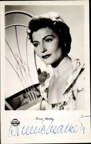 Ak Schauspielerin Winnie Markus, Portrait, Autogramm, Gloria Film