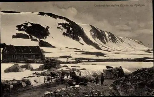 Ak Norwegen, Storbarakken mellem Grjotlid og Tystigen, Kutsche