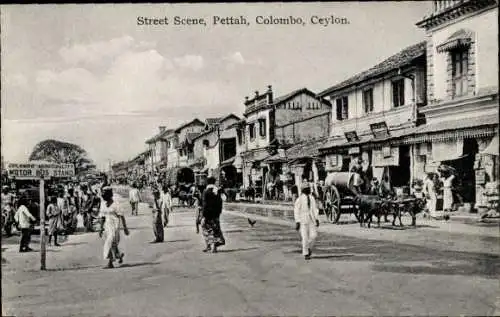 Ak Colombo Sri Lanka Ceylon, Straßenszene Pettah
