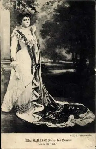 Ak Paris, Elisa Gaillard, Reine des Reines, Mi-Careme 1910