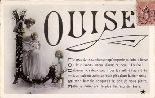 Buchstaben Ak Französischer, weiblicher Vorname Louise, Frau mit Kindern