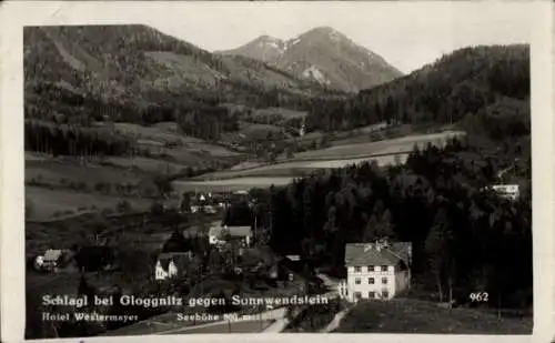 Ak Gloggnitz in Niederösterreich, Schlagl, Sonnwendstein, Hotel Westermayer