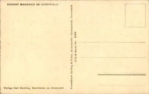 Künstler Ak Marbach Erbach im Odenwald Hessen, Ortspartie