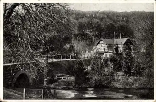 Künstler Ak Marbach Erbach im Odenwald Hessen, Brücke, Fluss, Gebäude