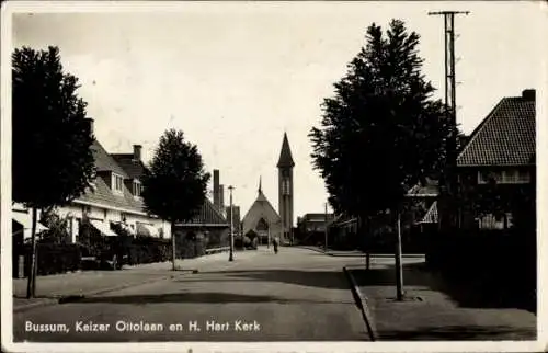 Ak Bussum Nordholland Niederlande, Keiser Ottolaan und H. Hart Kirche