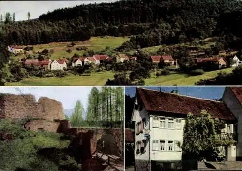 Ak Wildenstein Eschau im Spessart, Panorama, Pension zur Ruine