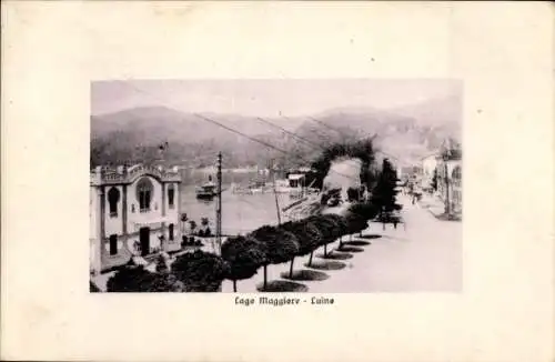 Ak Luino Lago Maggiore Lombardia, Promenade, Bäume, Gebäude