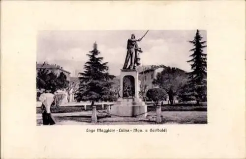 Ak Luino Lago Maggiore Lombardia, Garibaldi-Denkmal