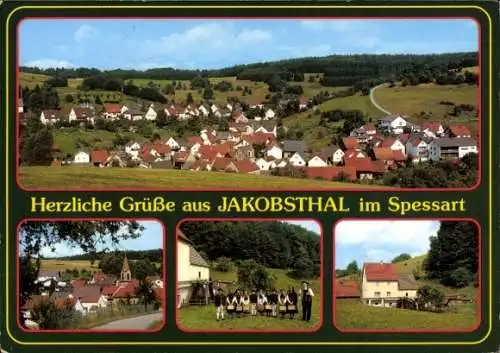 Ak Heigenbrücken im Spessart Unterfranken, Jakobsthal, Panorama, Trachten