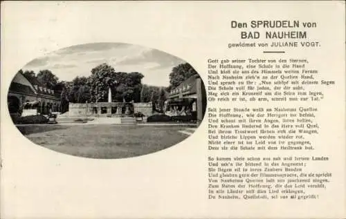 Ak Bad Nauheim in Hessen, Sprudel, Gedicht von Juliane Vogt