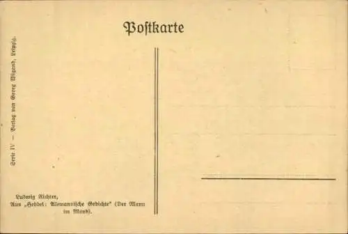 Künstler Ak Richter, Ludwig, Hebbel, Alemannische Gedichte, Der Mann im Mond