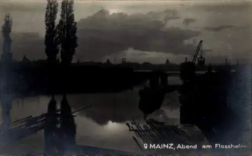 Ak Mainz am Rhein, Abend am Flosshafen