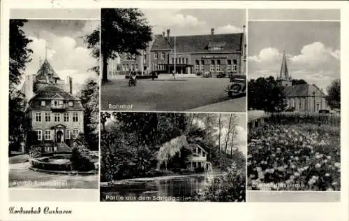 Ak Nordseebad Cuxhaven, Schloss Ritzebüttel, Bahnhof, Schlossgarten, Martinskirche