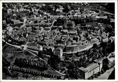 Ak Weilburg an der Lahn Hessen, Totalansicht, Fliegeraufnahme