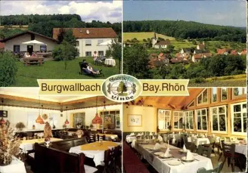 Ak Burgwallbach Schönau an der Brend Unterfranken, Gasthof Zur Linde, Inh. Jülka, Panorama