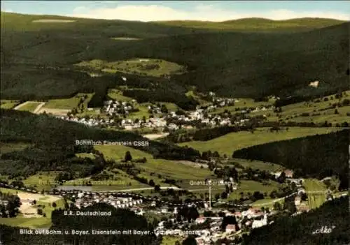 Ak Bayerisch Eisenstein, Blick vom großen Arber, Böhmisch Eisenstein, Grenze