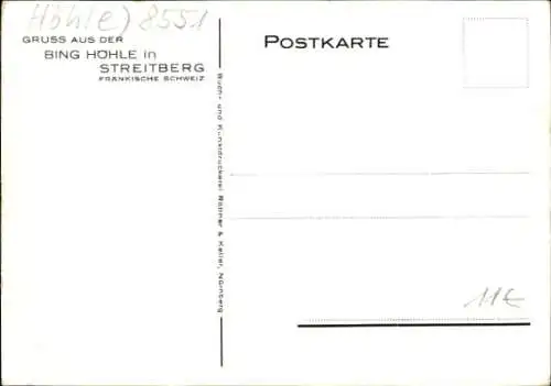 Ak Streitberg Wiesenttal Fränkische Schweiz, Burgruine Streitburg, Bing Höhle, Tropfsteinhöhle