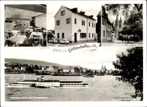 Ak Geisenheim am Rhein Hessen, Rheingauer Dom, Dampfschiff, Gasthof Keglerheim