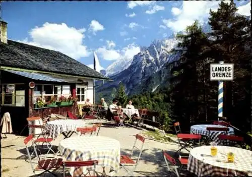 Ak Mittenwald in Oberbayern, Landesgrenze, Ederkanzel, Terrasse