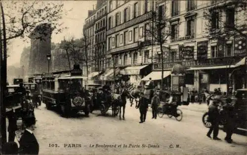 Ak Paris III, Boulevard Saint Denis, Porte Saint Denis