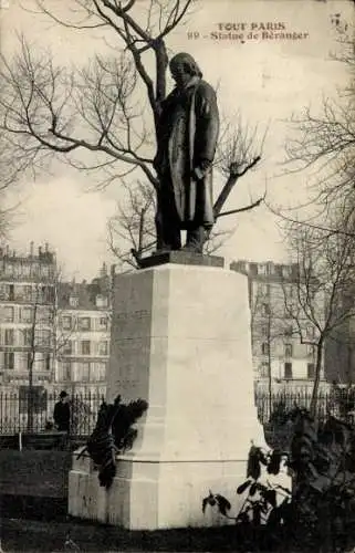 Ak Paris III, Statue von Beranger