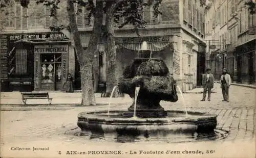 Ak Aix en Provence Bouches du Rhône, La Fontaine d'eau chaude