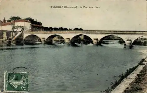 Ak Mussidan Dordogne, le Pont sur l'Isle