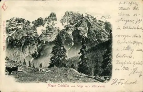 Ak Südtirol, Monte Cristallo vom Wege nach Plätzwiesen
