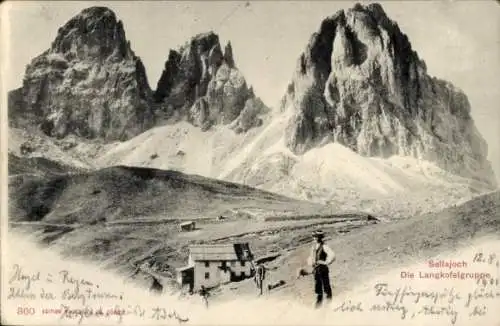 Ak Wolkenstein in Gröden Selva di Valgardena Südtirol Italien, Sellajochhaus, Langkoffelgruppe